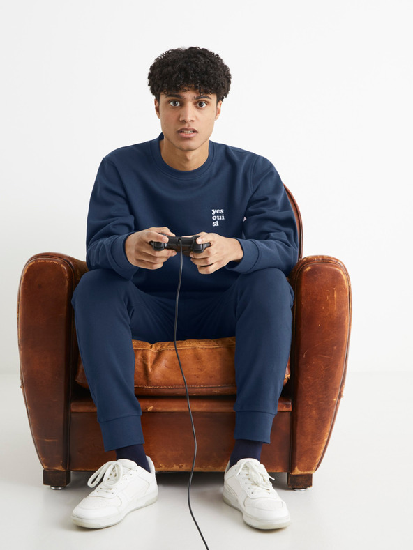 Celio Tmavomodrá pánska mikina Celio Beprix