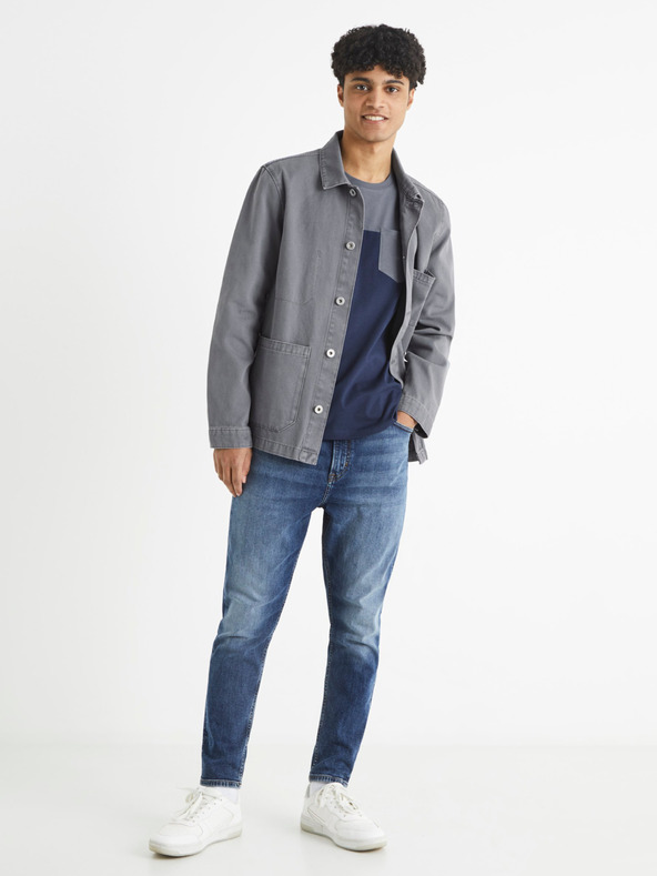 Celio Modré pánske tričko s vreckom Celio Becolored