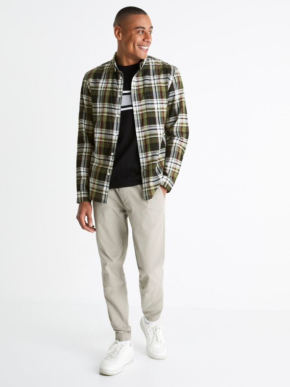 Celio Bielo-čierna pánska kockovaná košeľa Celio Bapop