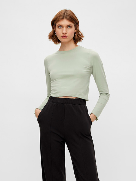 Pieces Svetlozelený crop top Pieces Maddi
