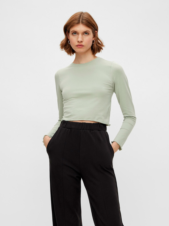 Pieces Svetlozelený crop top Pieces Maddi