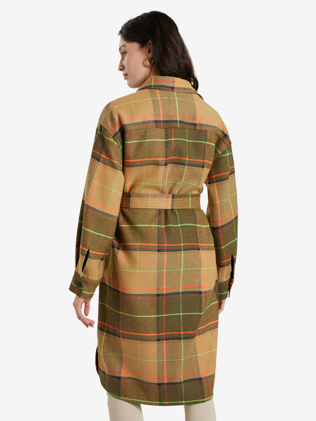 Desigual Hnedý dámsky kockovaný kabát Desigual Abrig Checks
