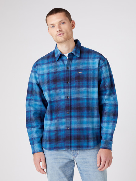 Wrangler Modrá pánska košeľa Wrangler so vzorom