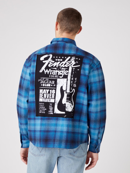 Wrangler Modrá pánska košeľa Wrangler so vzorom