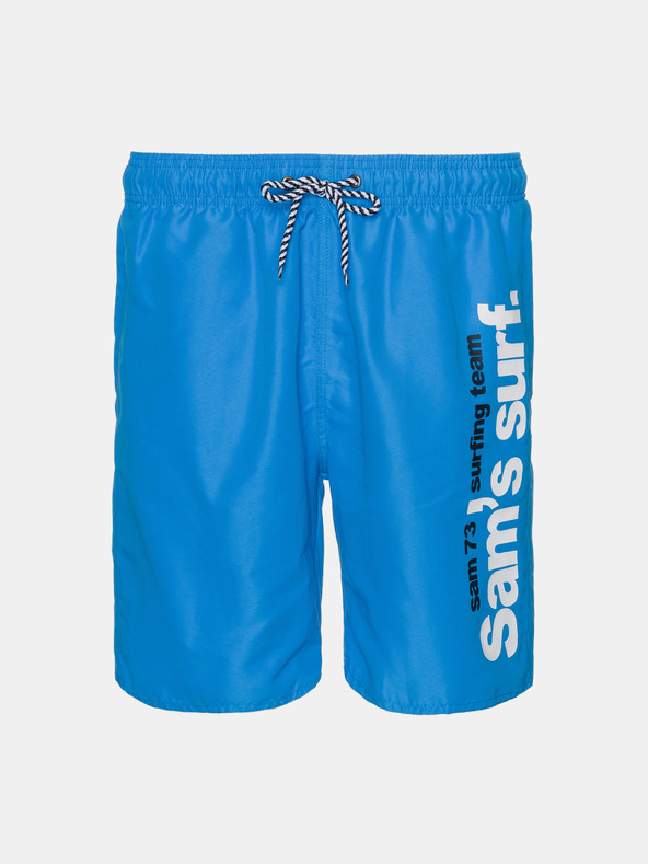 Sam 73 Modré pánske kúpacie šortky s potlačou SAM 73