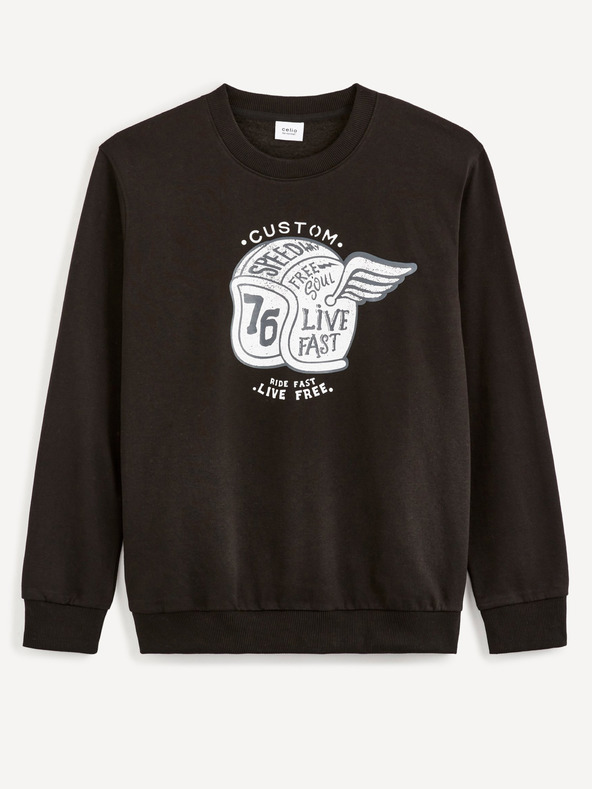 Celio Čierna pánska mikina s potlačou Celio Beprice