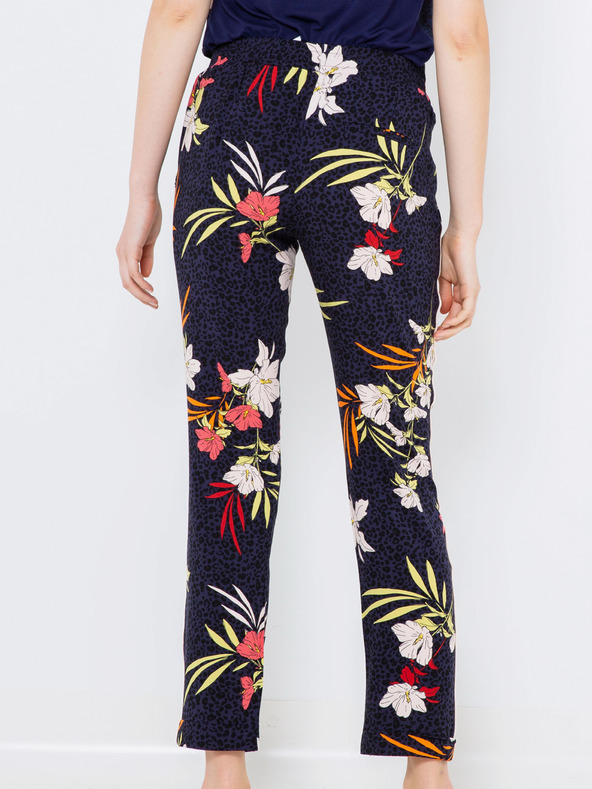 CAMAIEU Tmavomodré kvetované nohavice CAMAIEU