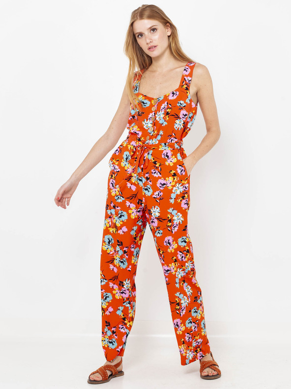 CAMAIEU Oranžový kvetinový overal CAMAIEU