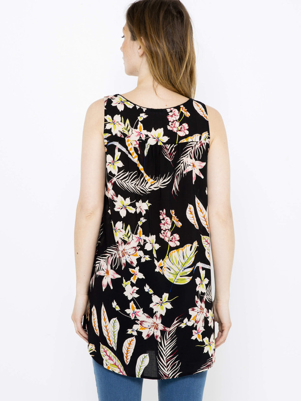 CAMAIEU Čierny kvetinový top CAMAIEU