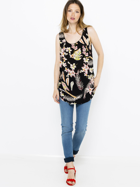 CAMAIEU Čierny kvetinový top CAMAIEU