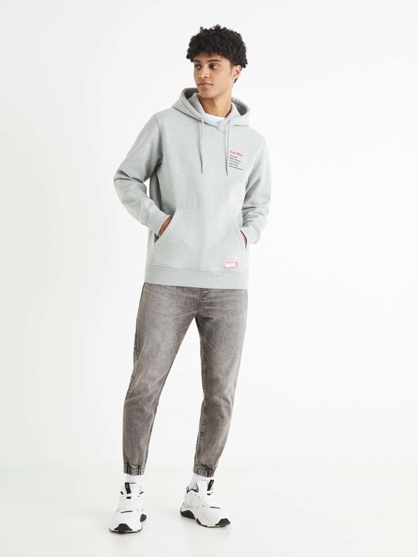 Celio Svetlošedá pánska mikina Celio s potlačou Iron Man