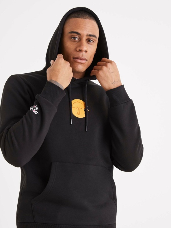 Celio Čierna pánska mikina s kapucňou Celio Squid Game