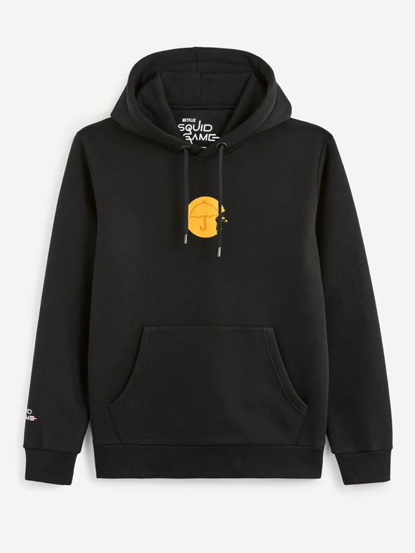 Celio Čierna pánska mikina s kapucňou Celio Squid Game