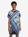 Desigual Modré kvetinové šaty Desigual Vest Solimar