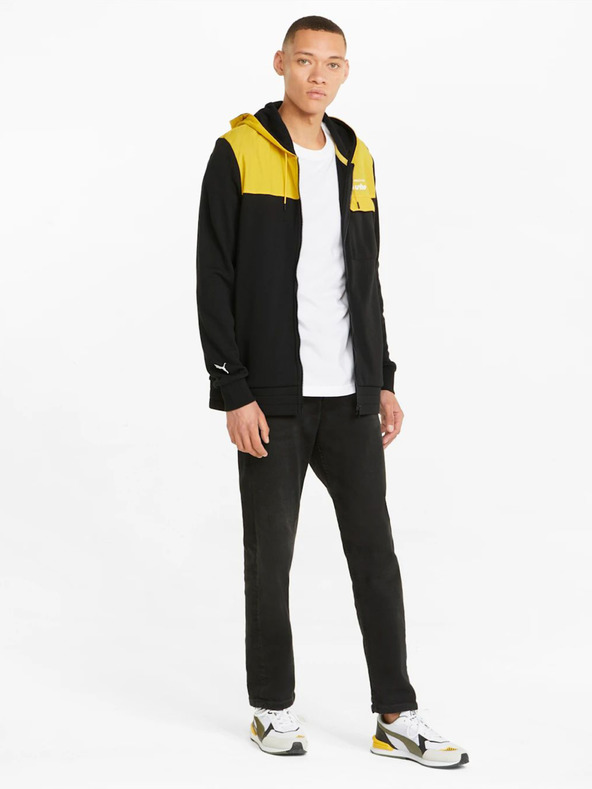 Puma Žlto-čierna pánska športová mikina s kapucňou Puma