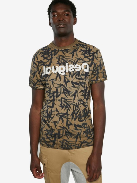 Desigual Hnedé pánske vzorované tričko Desigual TS Cesarion