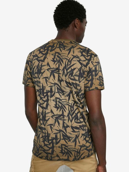 Desigual Hnedé pánske vzorované tričko Desigual TS Cesarion