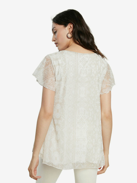 Desigual Desigual TS Norte Cream Dámske vzorované tričko