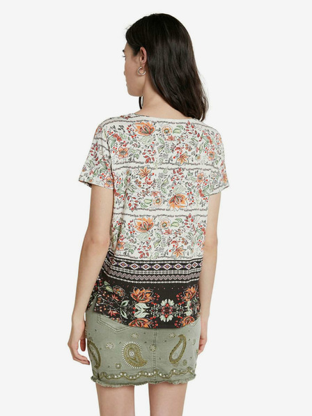 Desigual Zeleno-biele tričko Desigual TS Cracovia