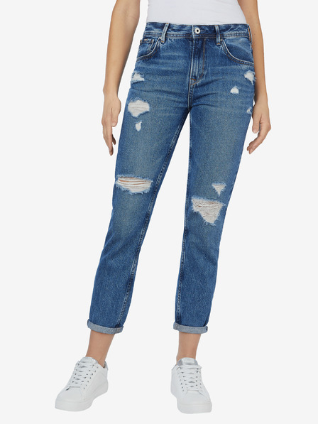 Pepe Jeans Modré dámske roztrhané Slim Fit džínsy Pepe Jeans Fialová