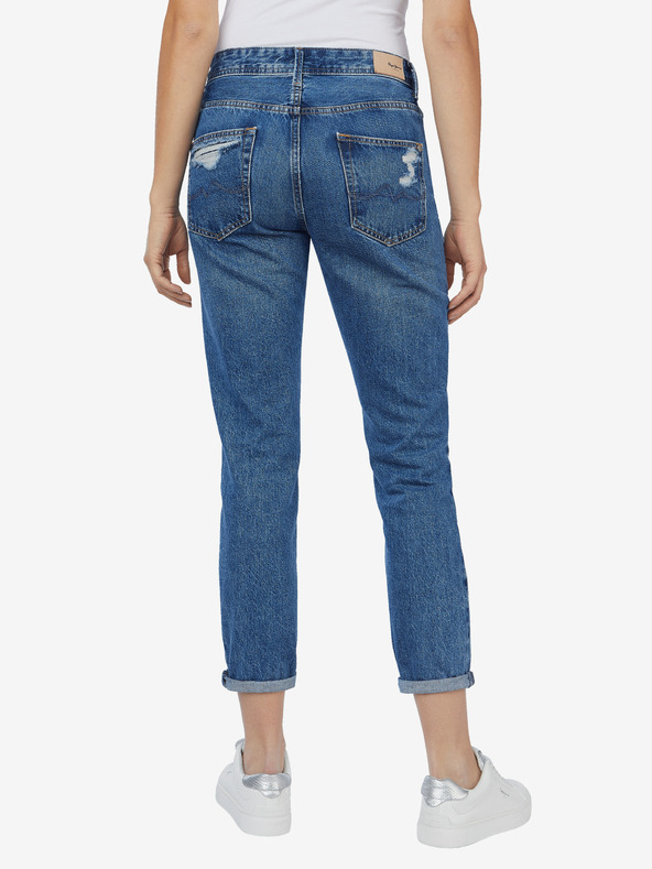 Pepe Jeans Modré dámske roztrhané Slim Fit džínsy Pepe Jeans Fialová