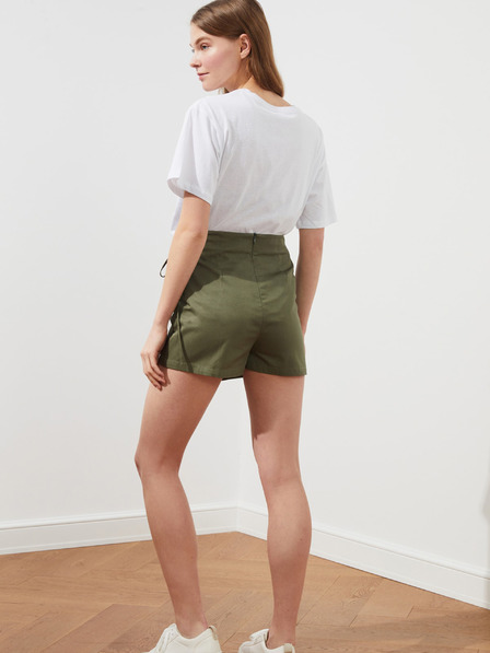 Trendyol Khaki dámske šortky s prekrytím Trendyol