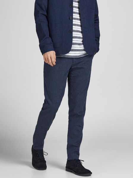Jack & Jones Tmavomodré plátenné oblekové nohavice Jack & Jones