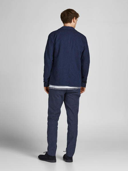 Jack & Jones Tmavomodré plátenné oblekové nohavice Jack & Jones