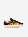 Vans Oranžovo-čierne detské semišové tenisky so vzorom VANS Flame Camo