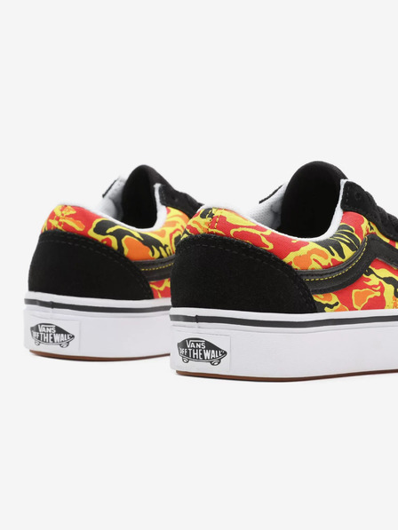 Vans Oranžovo-čierne detské semišové tenisky so vzorom VANS Flame Camo