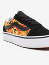 Vans Oranžovo-čierne detské semišové tenisky so vzorom VANS Flame Camo