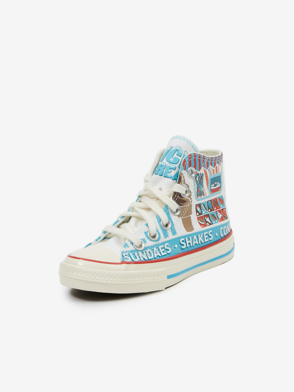 Converse Modro-biele detské členkové tenisky so vzorom Converse Sweet Scoops