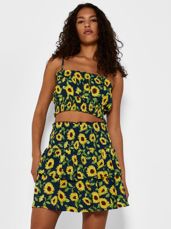 Noisy May Žlto-modrá kvetovaná krátka sukňa Noisy May Sunflower