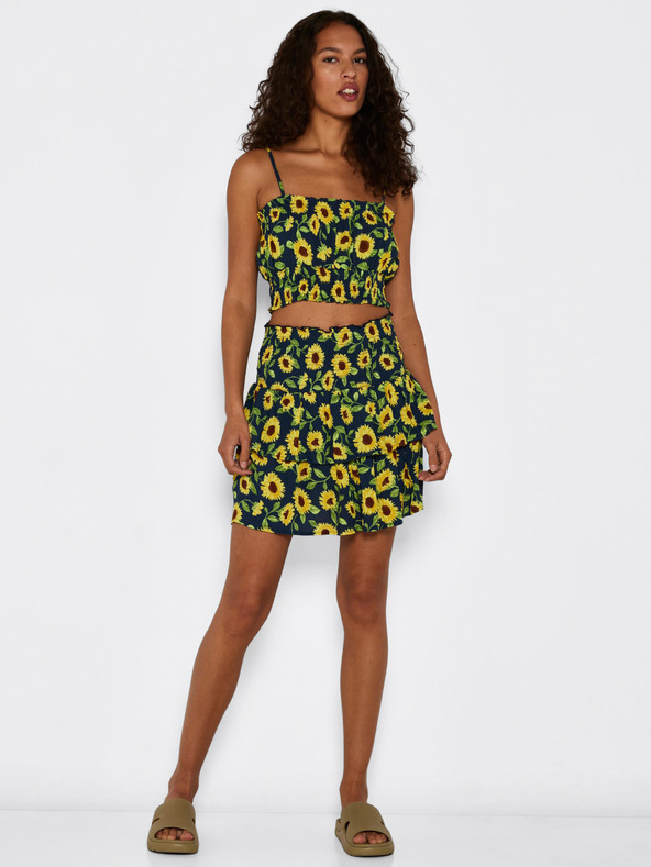 Noisy May Žlto-modrá kvetovaná krátka sukňa Noisy May Sunflower
