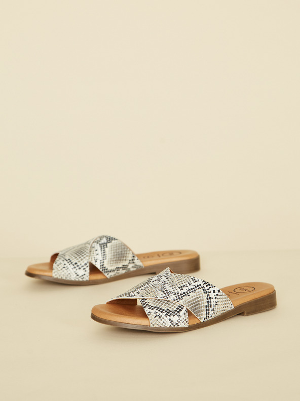 Ojju Šedé kožené papuče s hadím vzorom OJJU