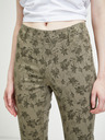 CAMAIEU Khaki vzorované slim fit nohavice CAMAIEU