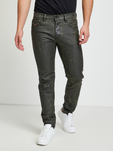 Diesel Zeleno-šedé pánske vzorované skinny fit džínsy Diesel Strukt