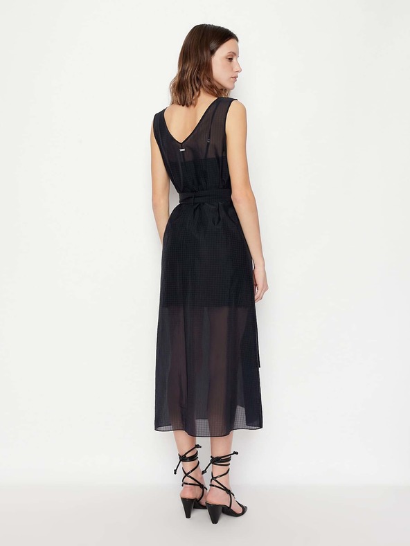 Armani Exchange Tmavomodré midi šaty Armani Exchange