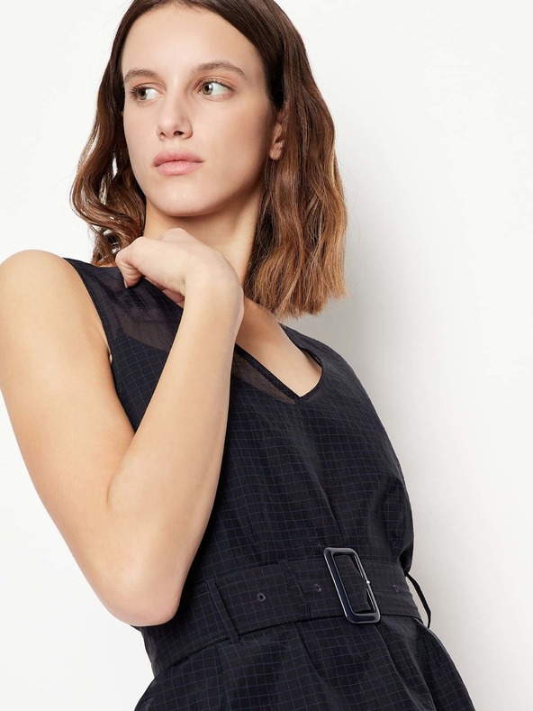 Armani Exchange Tmavomodré midi šaty Armani Exchange