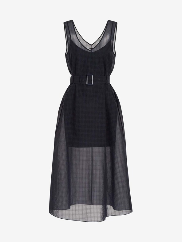 Armani Exchange Tmavomodré midi šaty Armani Exchange