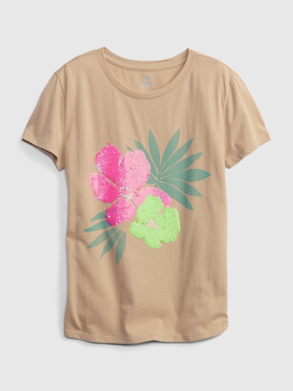 GAP Detské organic tričko s flitrami floral GAP