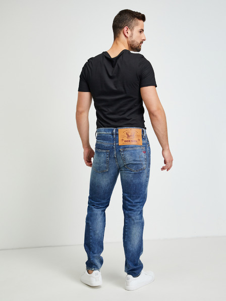 Diesel Diesel Fining Modré pánske džínsy skinny fit s vyšívaným efektom