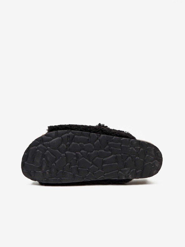 Replay Čierne dámske papuče s umelou kožušinou Replay
