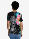 Desigual Čierne Desigual TS Leaves dámske vzorované tričko