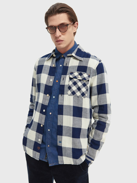 Scotch & Soda Tmavomodrá pánska kockovaná košeľa Scotch & Soda