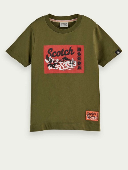 Scotch & Soda Chlapčenské tričko Scotch & Soda v khaki farbe