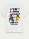 Scotch & Soda Biele chlapčenské tričko s potlačou Scotch & Soda