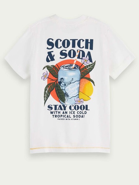 Scotch & Soda Biele chlapčenské tričko s potlačou Scotch & Soda