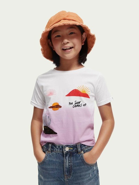 Scotch & Soda Bielo-ružové dievčenské tričko so vzorom Scotch & Soda