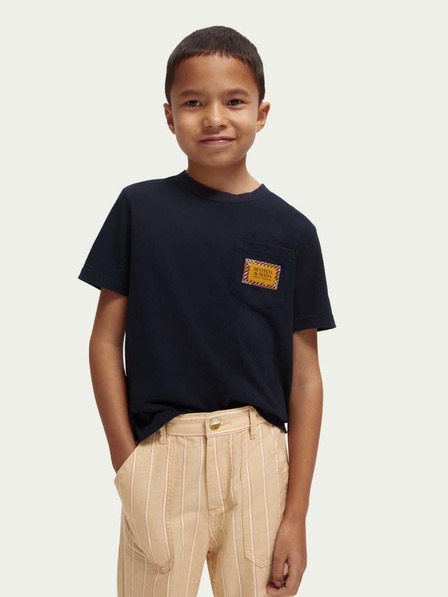 Scotch & Soda Tmavomodré chlapčenské tričko s potlačou Scotch & Soda